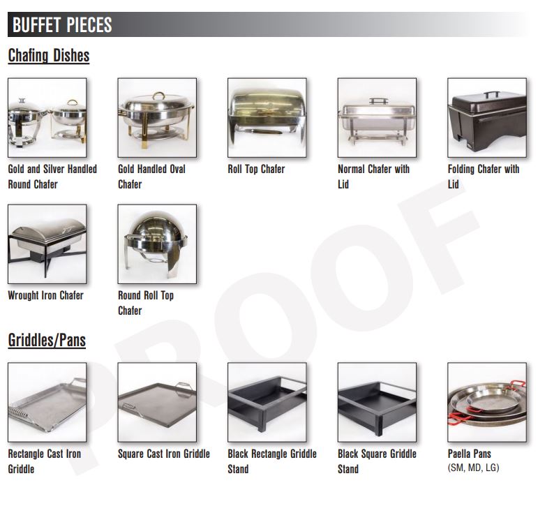 Buffet Pieces Catering Equipment Gallery Dallas Fort Worth Catering 