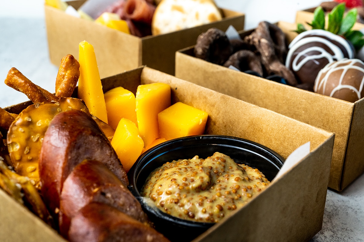 Charcuterie nosh boxes at Winspear Opera House by GTexas Catering