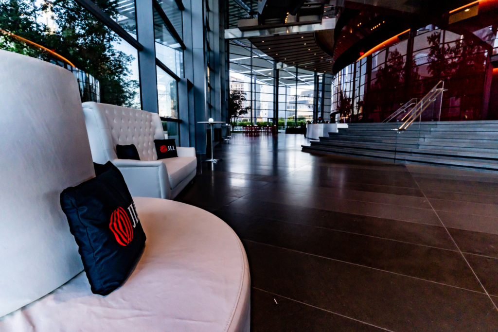 Soft seating custom created for JLL corporate event at ATTPAC in